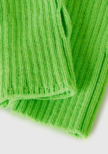  Kadın Yeşil Yün Karışımlı Parmaksız Eldiven