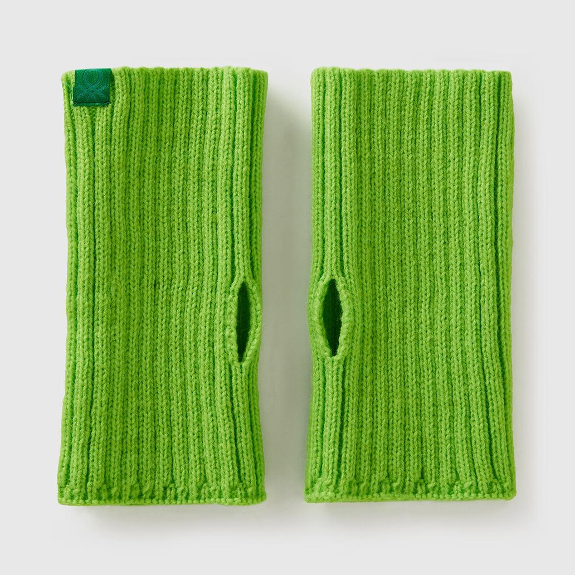 Kadın Yeşil Yün Karışımlı Parmaksız Eldiven