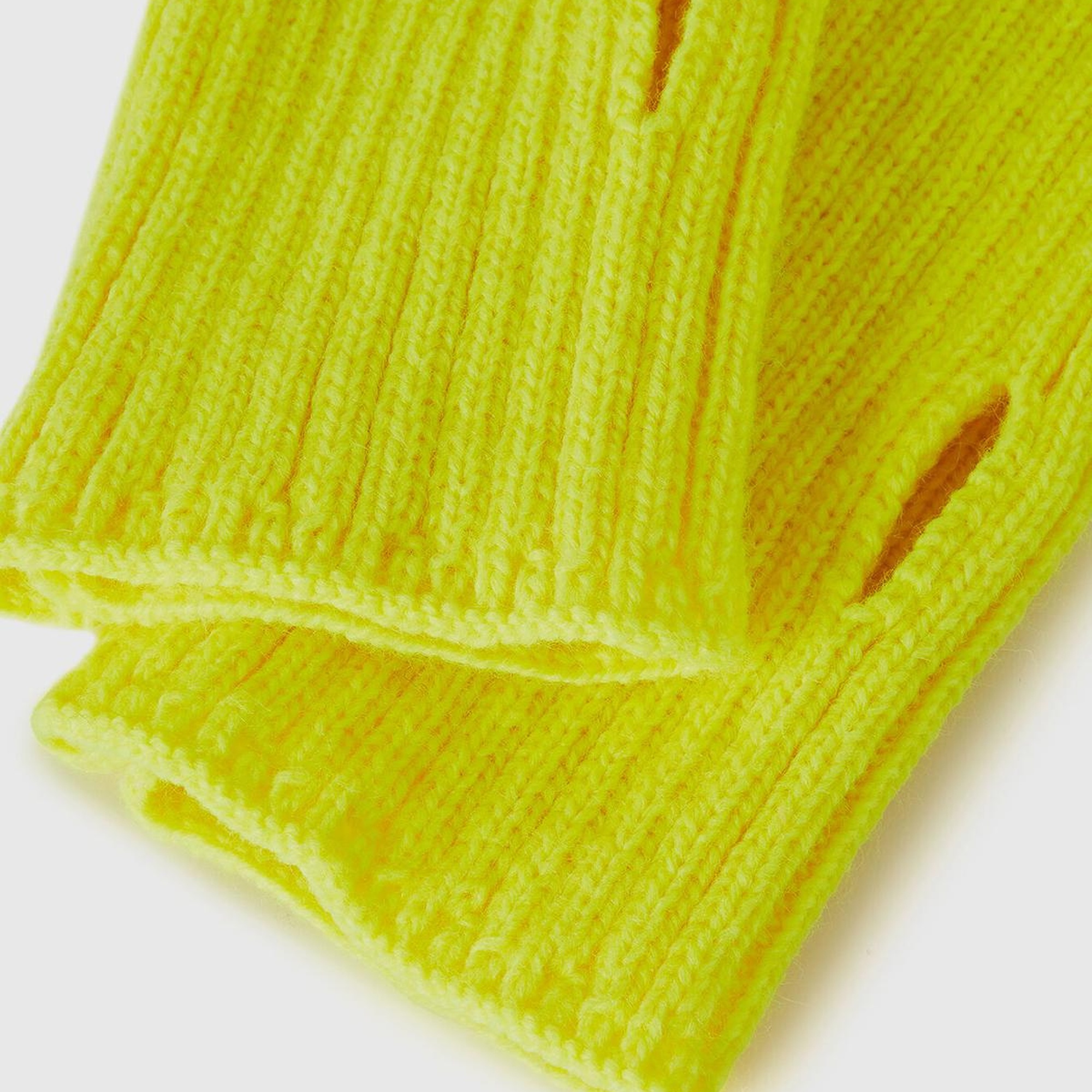 Kadın Sarı Yün Karışımlı Parmaksız Eldiven