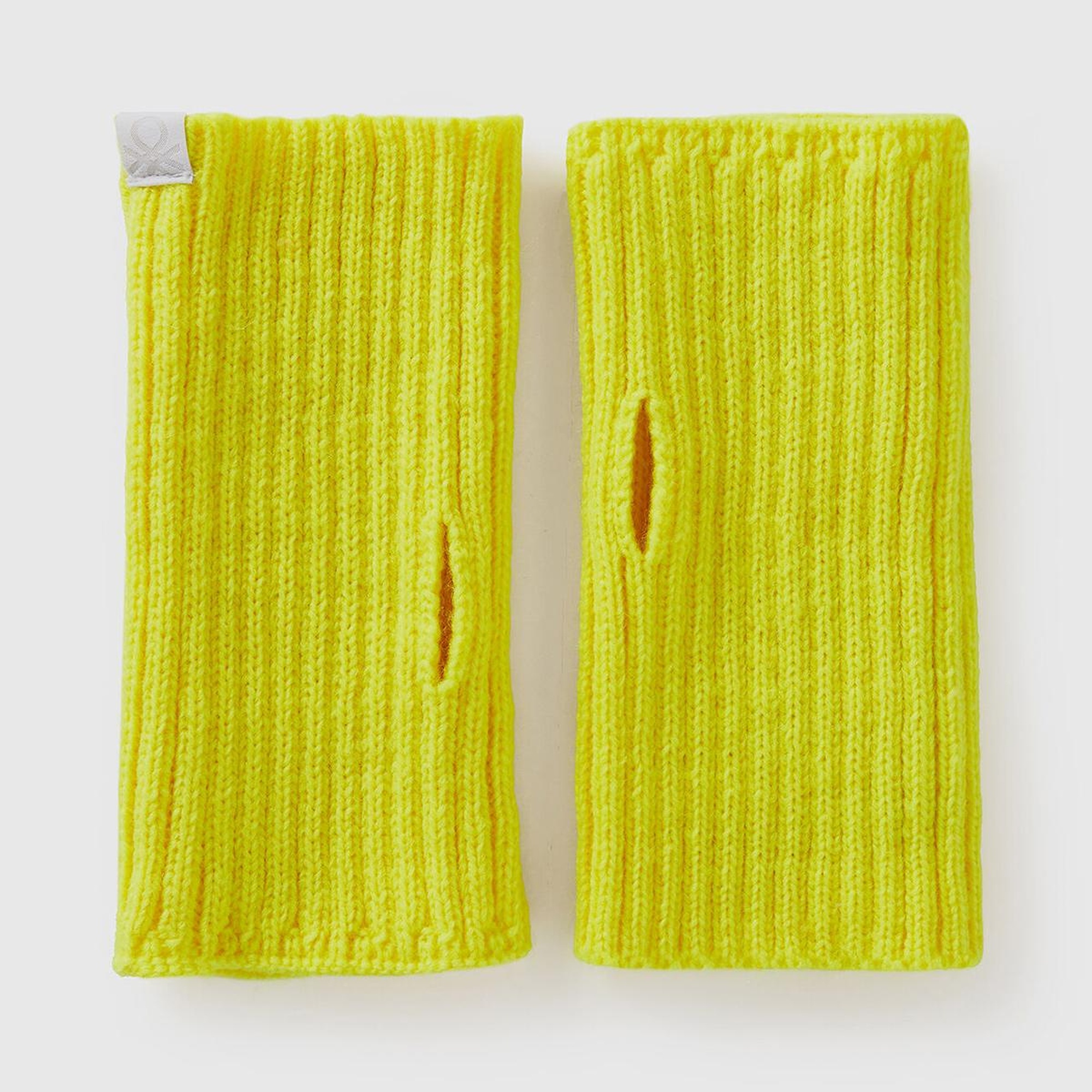 Kadın Sarı Yün Karışımlı Parmaksız Eldiven