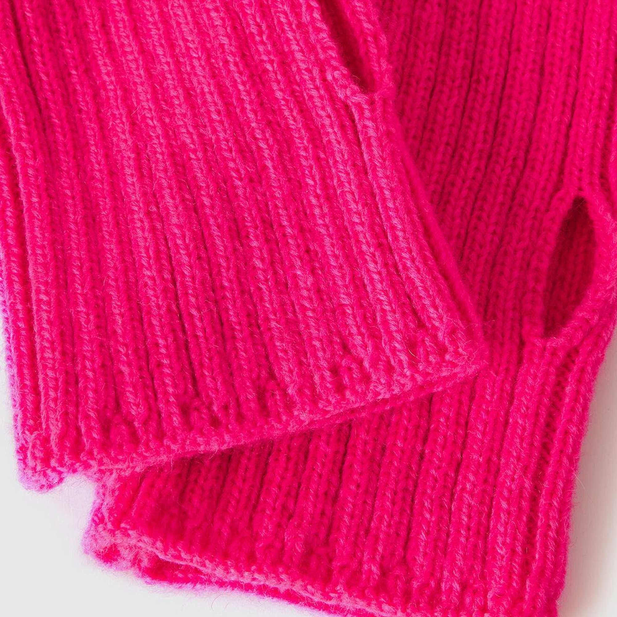 Kadın Pembe Yün Karışımlı Parmaksız Eldiven