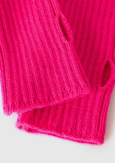  Kadın Pembe Yün Karışımlı Parmaksız Eldiven