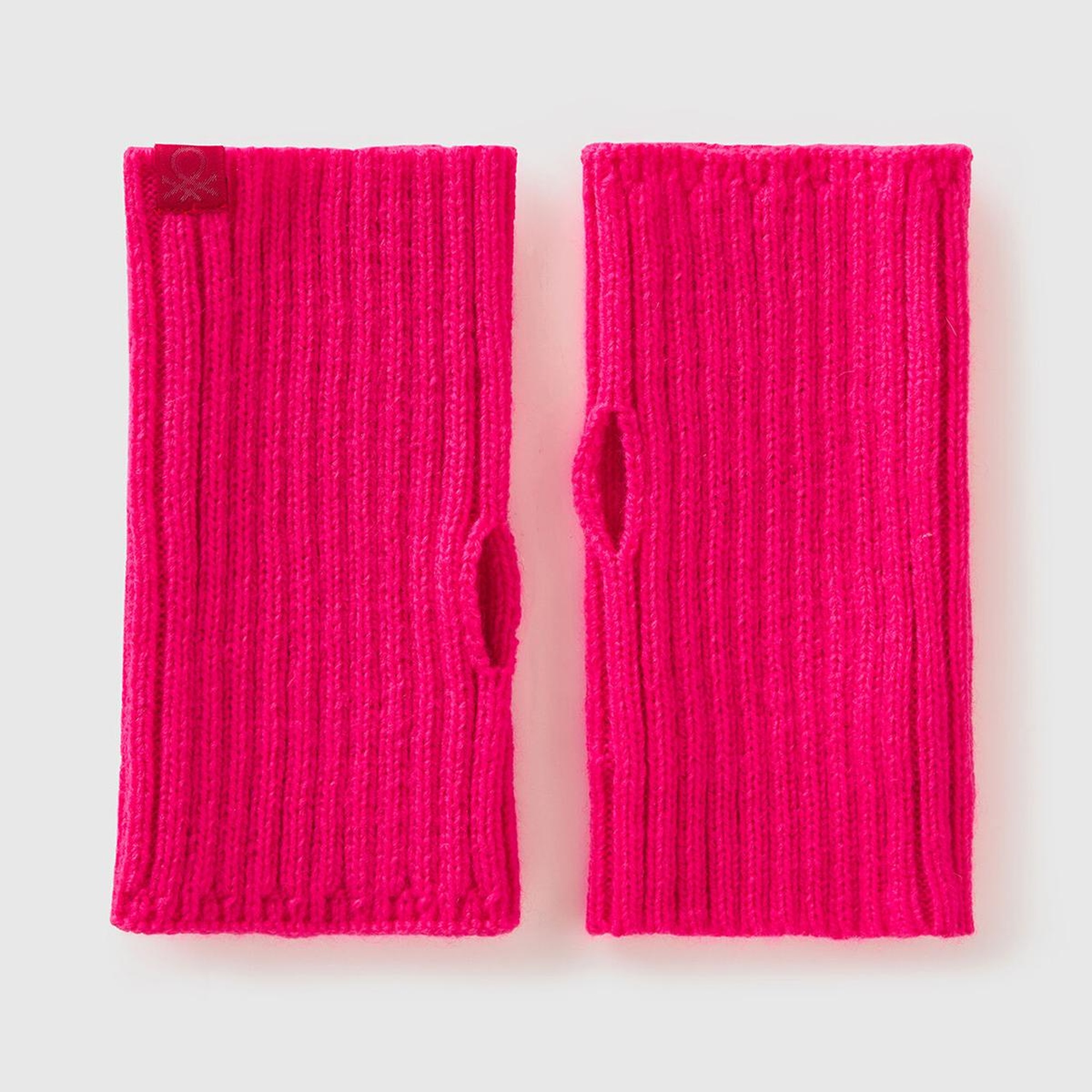 Kadın Pembe Yün Karışımlı Parmaksız Eldiven