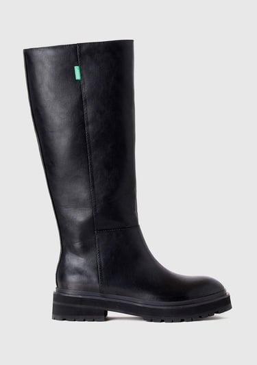  Kadın Siyah Suni Deri Uzun Bot