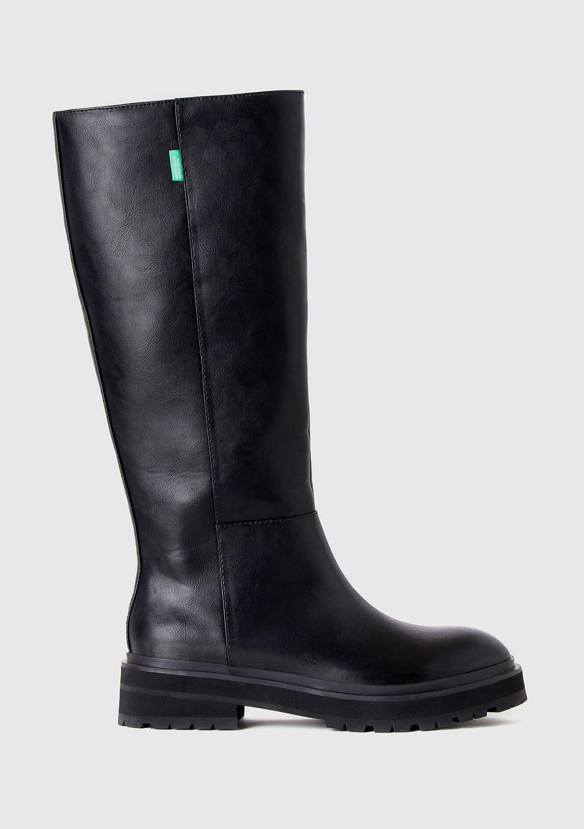  Kadın Siyah Suni Deri Uzun Bot