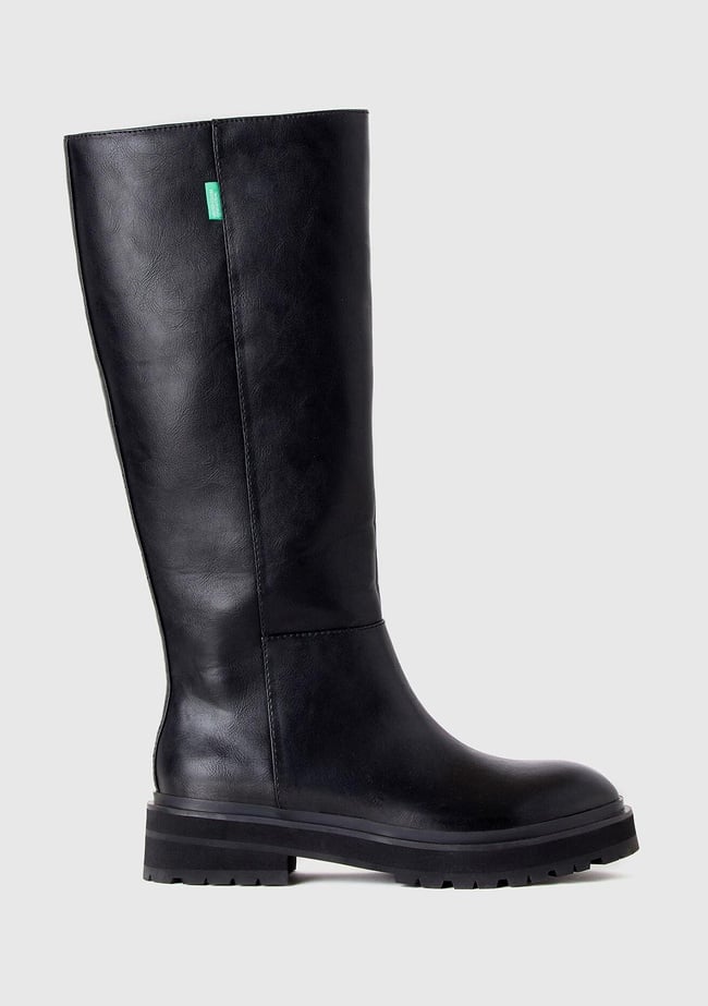  Kadın Siyah Suni Deri Uzun Bot