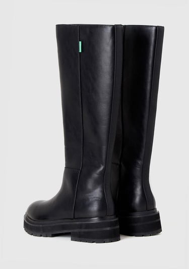  Kadın Siyah Suni Deri Uzun Bot