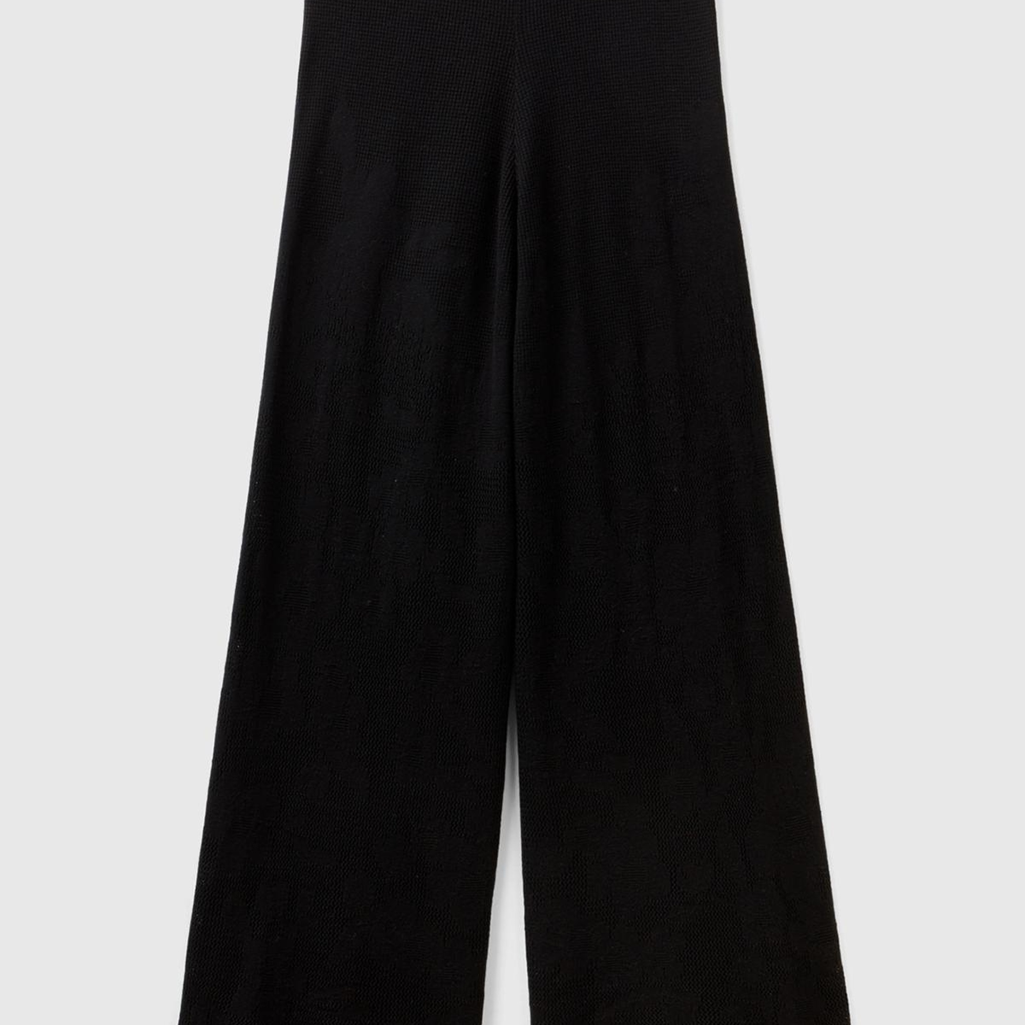 Kadın Siyah Pamuk Modal Karışımlı Motifli Normal Bel Triko Pantolon