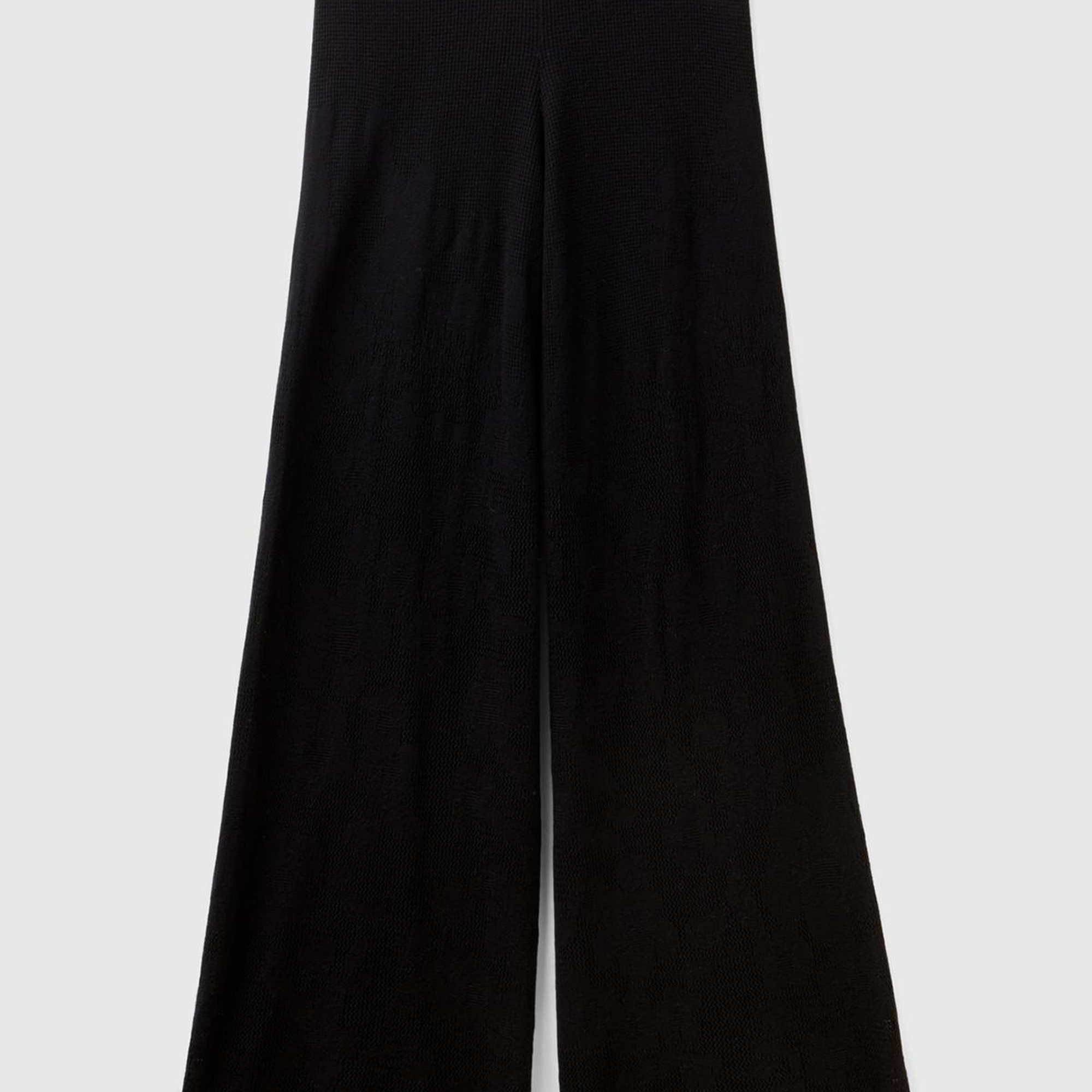 Kadın Siyah Pamuk Modal Karışımlı Motifli Normal Bel Triko Pantolon