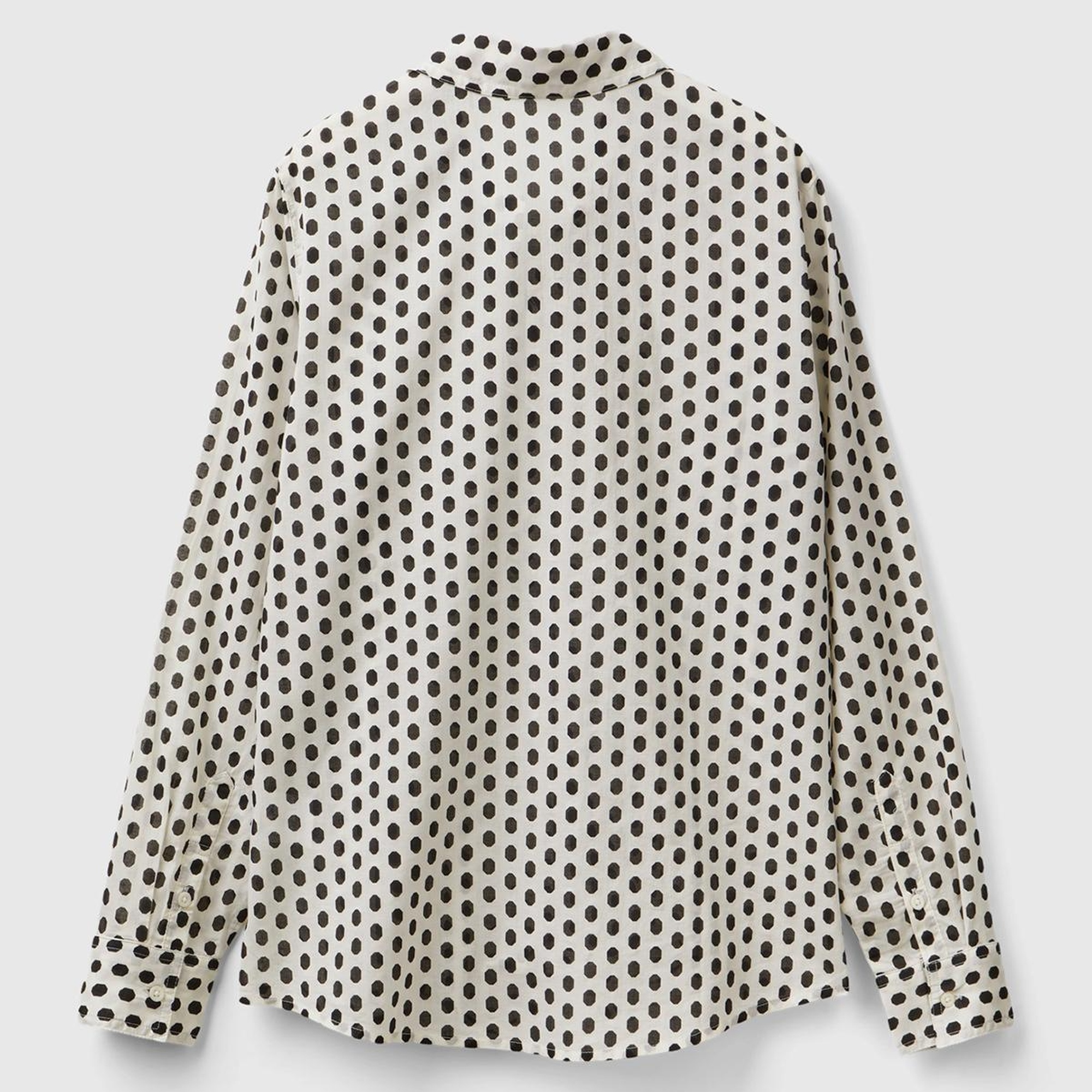 Kadın Beyaz %100 Koton Desenli Gömlek