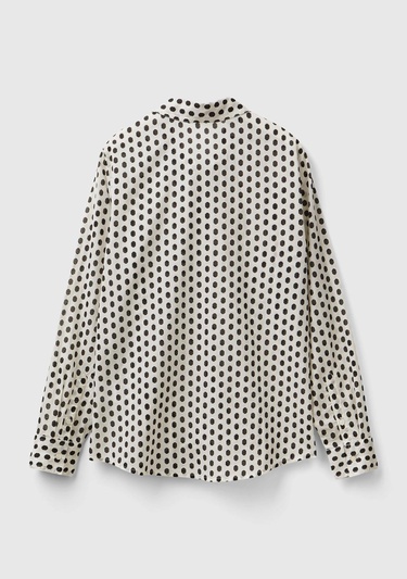  Kadın Beyaz %100 Koton Desenli Gömlek