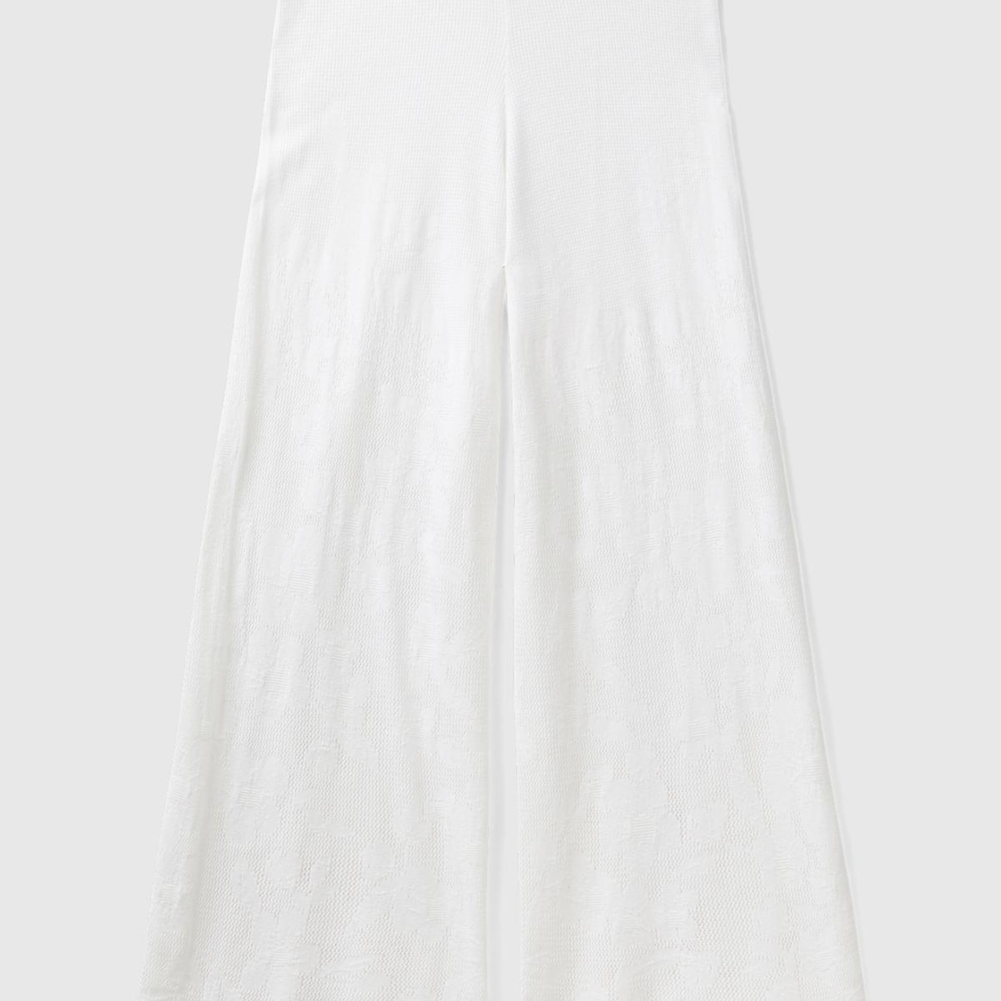 Kadın Beyaz Pamuk Modal Karışımlı Motifli Normal Bel Triko Pantolon