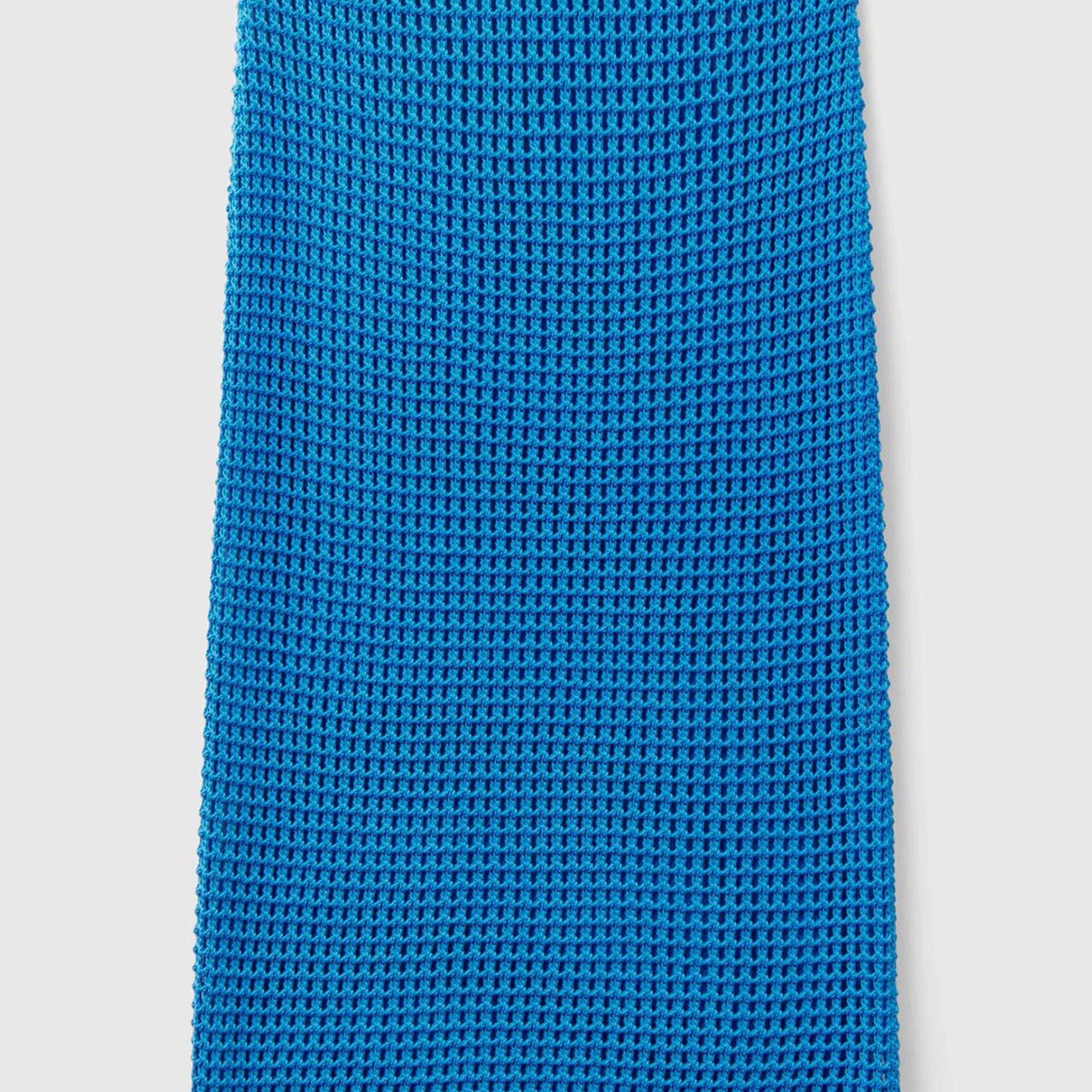 Kadın Mavi %100 Pamuk Örgü Motifli Diz Altı Etek