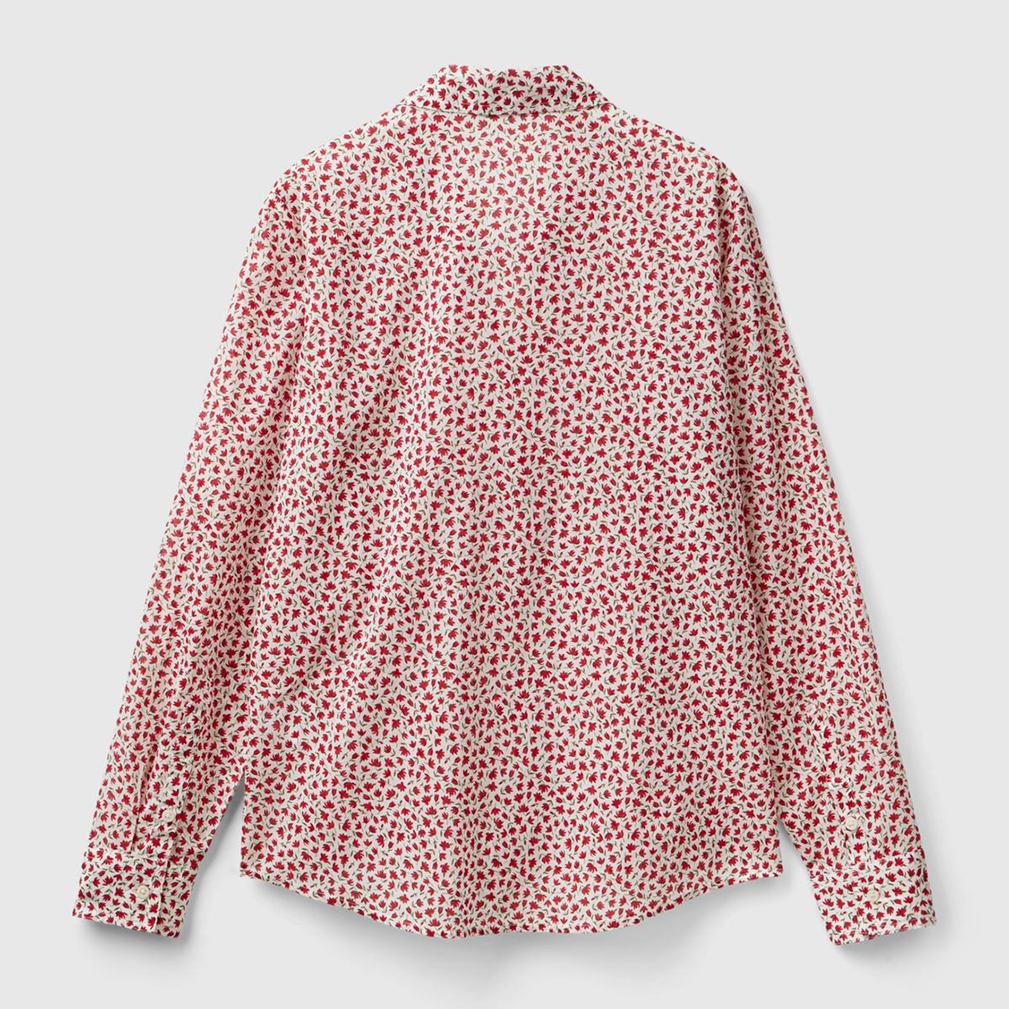 Kadın Kırmızı Mix %100 Koton Desenli Gömlek