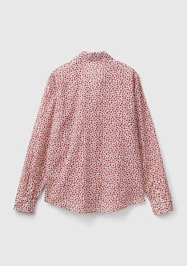  Kadın Kırmızı Mix %100 Koton Desenli Gömlek