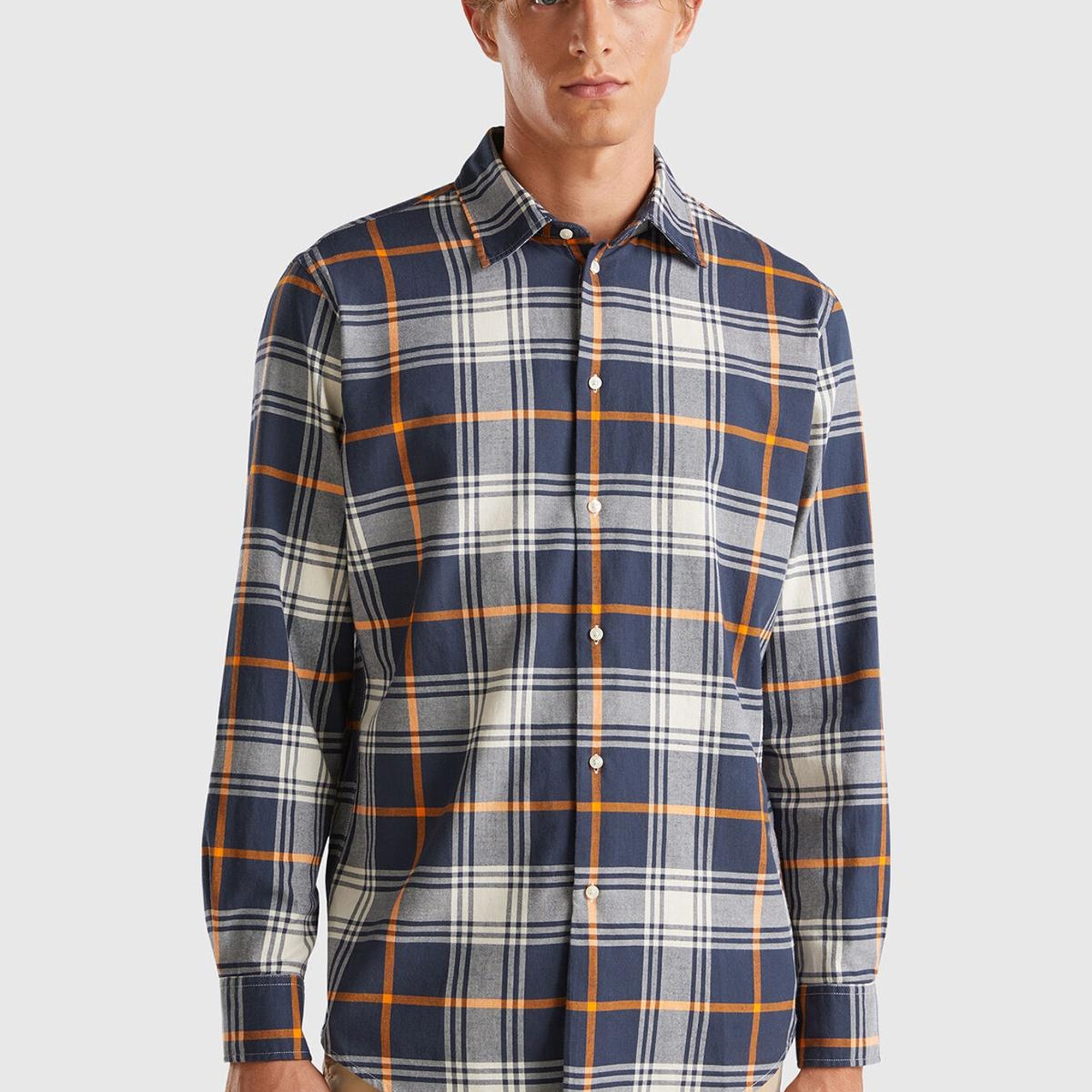 Erkek Kahverengi Mix %100 Pamuk Regular Fit Flanel Desen Uzun Kollu Gömlek