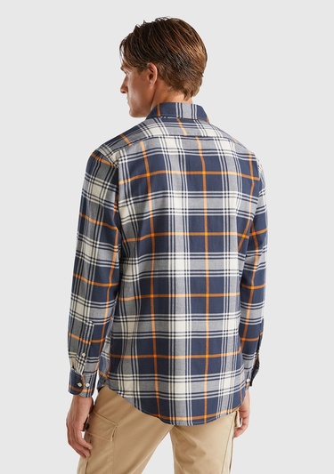  Erkek Kahverengi Mix %100 Pamuk Regular Fit Flanel Desen Uzun Kollu Gömlek