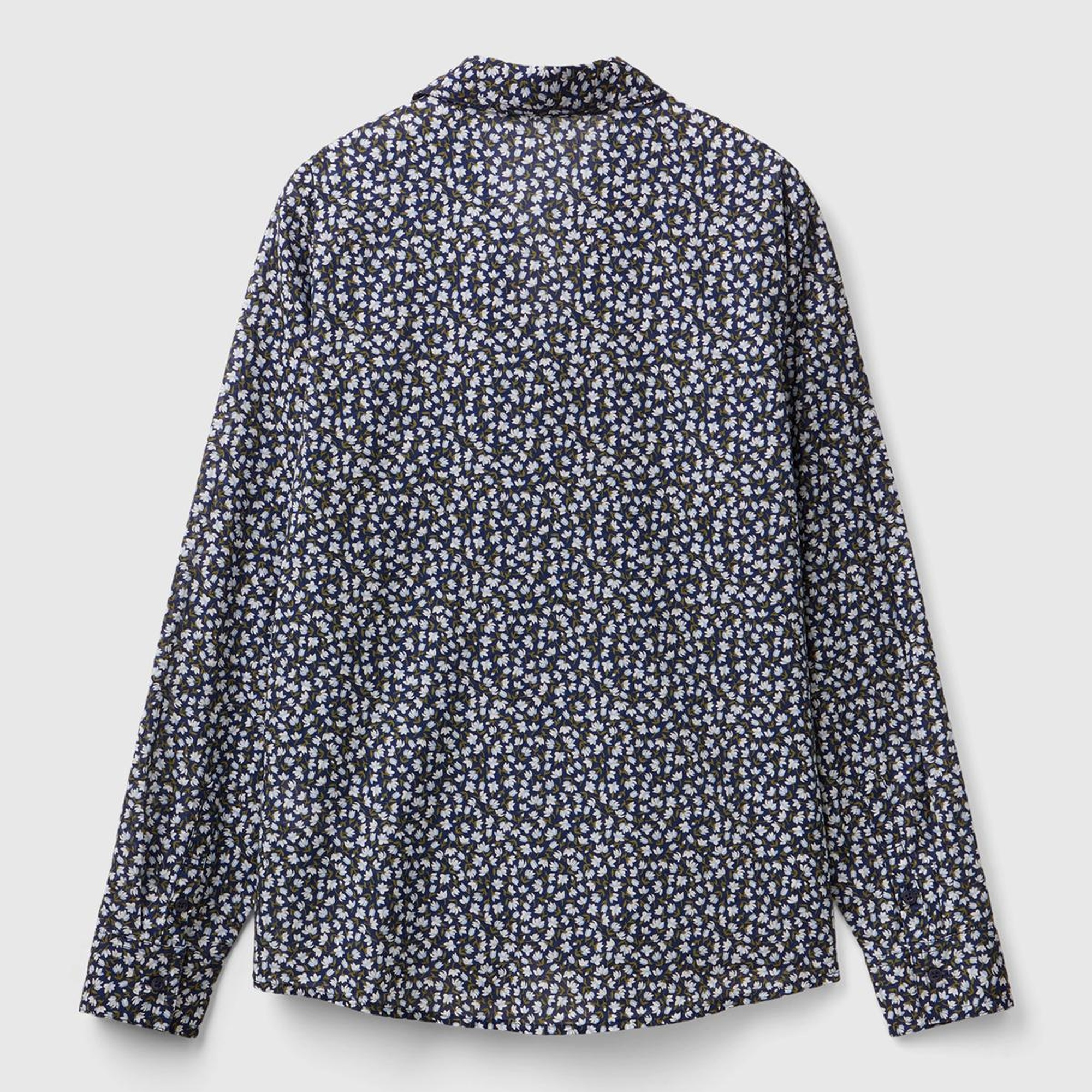 Kadın Lacivert %100 Koton Desenli Gömlek