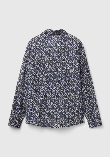  Kadın Lacivert %100 Koton Desenli Gömlek