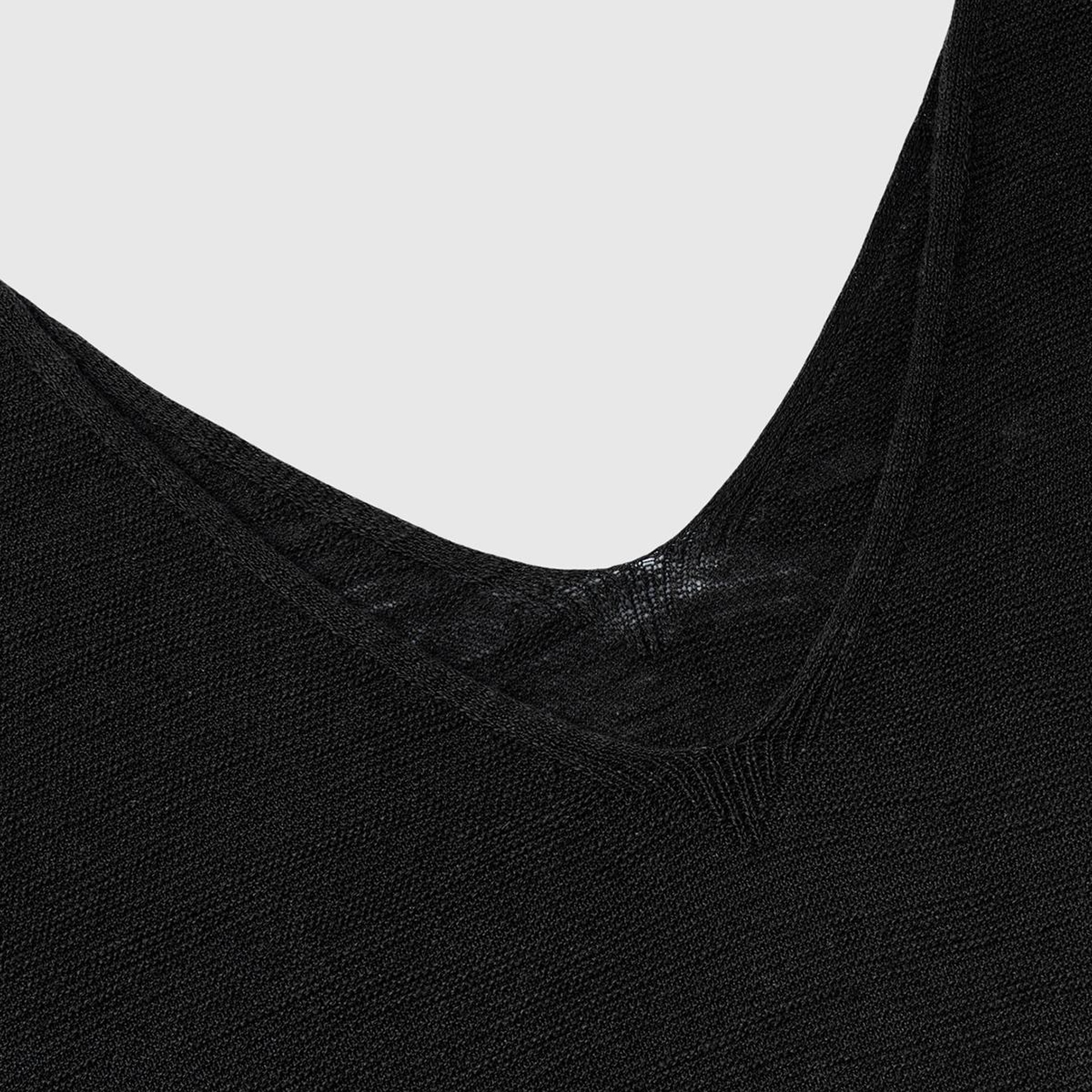 Kadın Siyah Pamuk Keten Karışımlı Kolları Büzgülü V Yaka Kazak