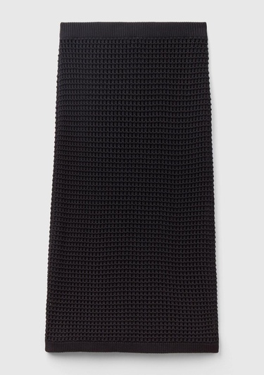  Kadın Siyah %100 Pamuk Örgü Motifli Diz Altı Etek
