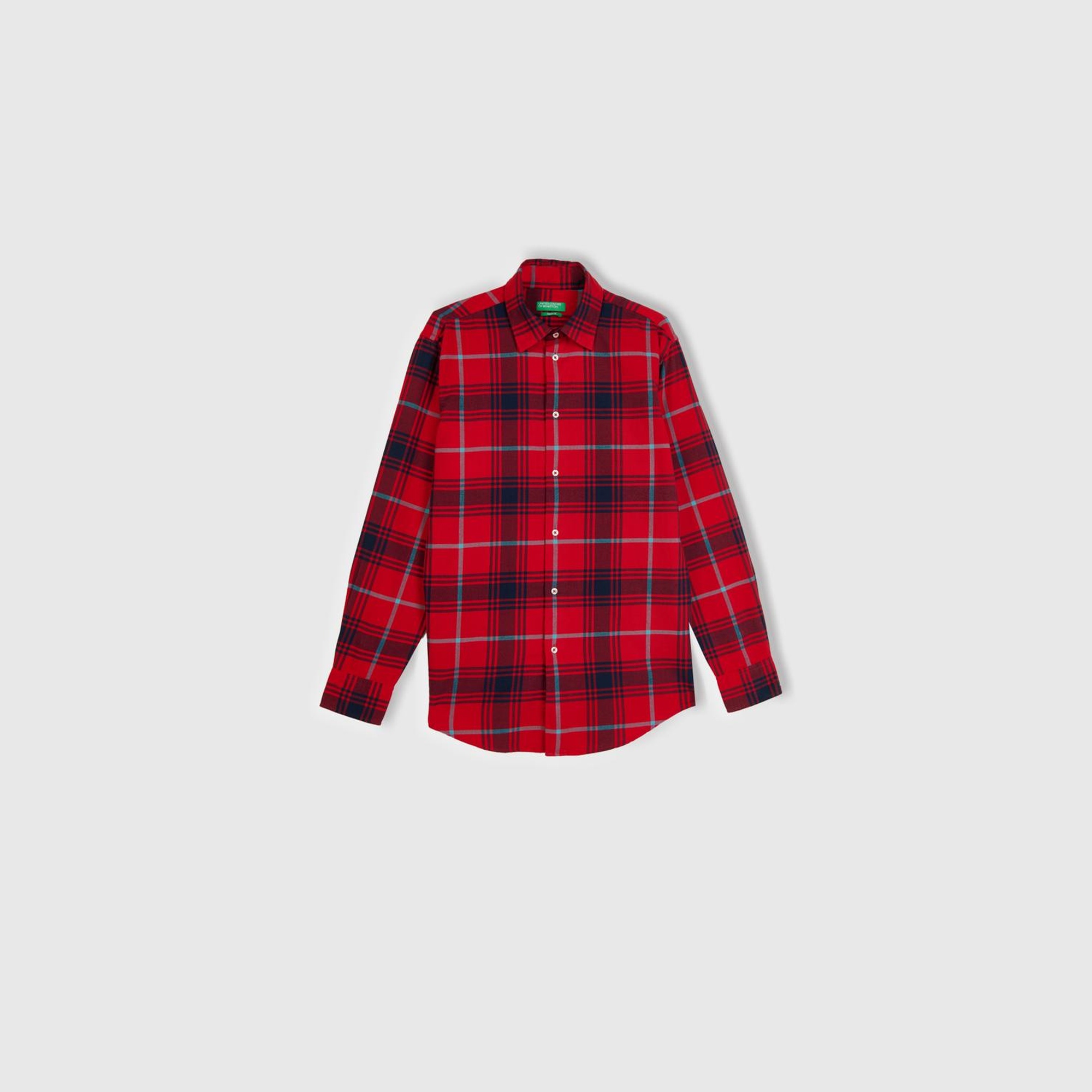 Erkek Kırmızı %100 Pamuk Regular Fit Flanel Desen Uzun Kollu Gömlek