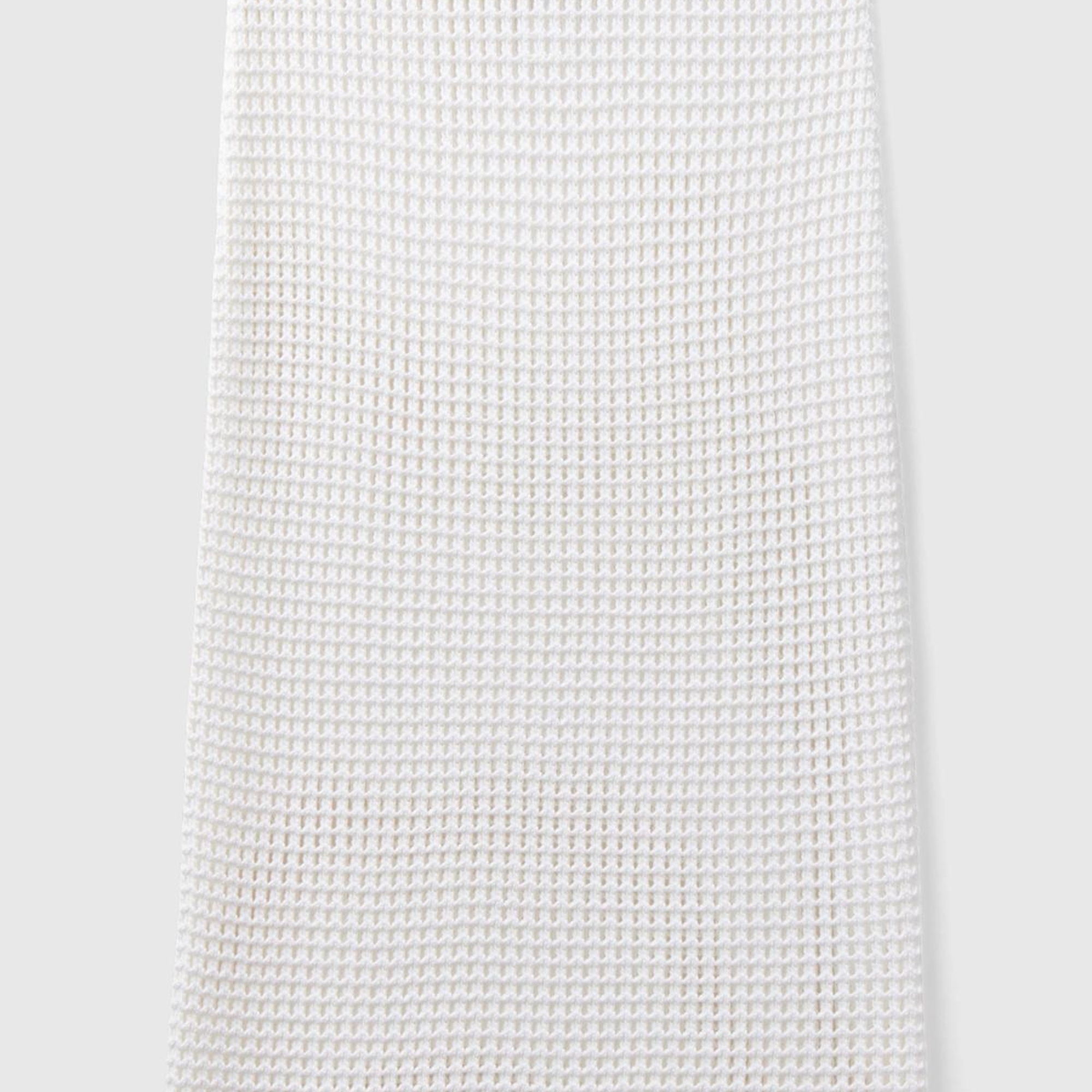 Kadın Beyaz %100 Pamuk Örgü Motifli Diz Altı Etek