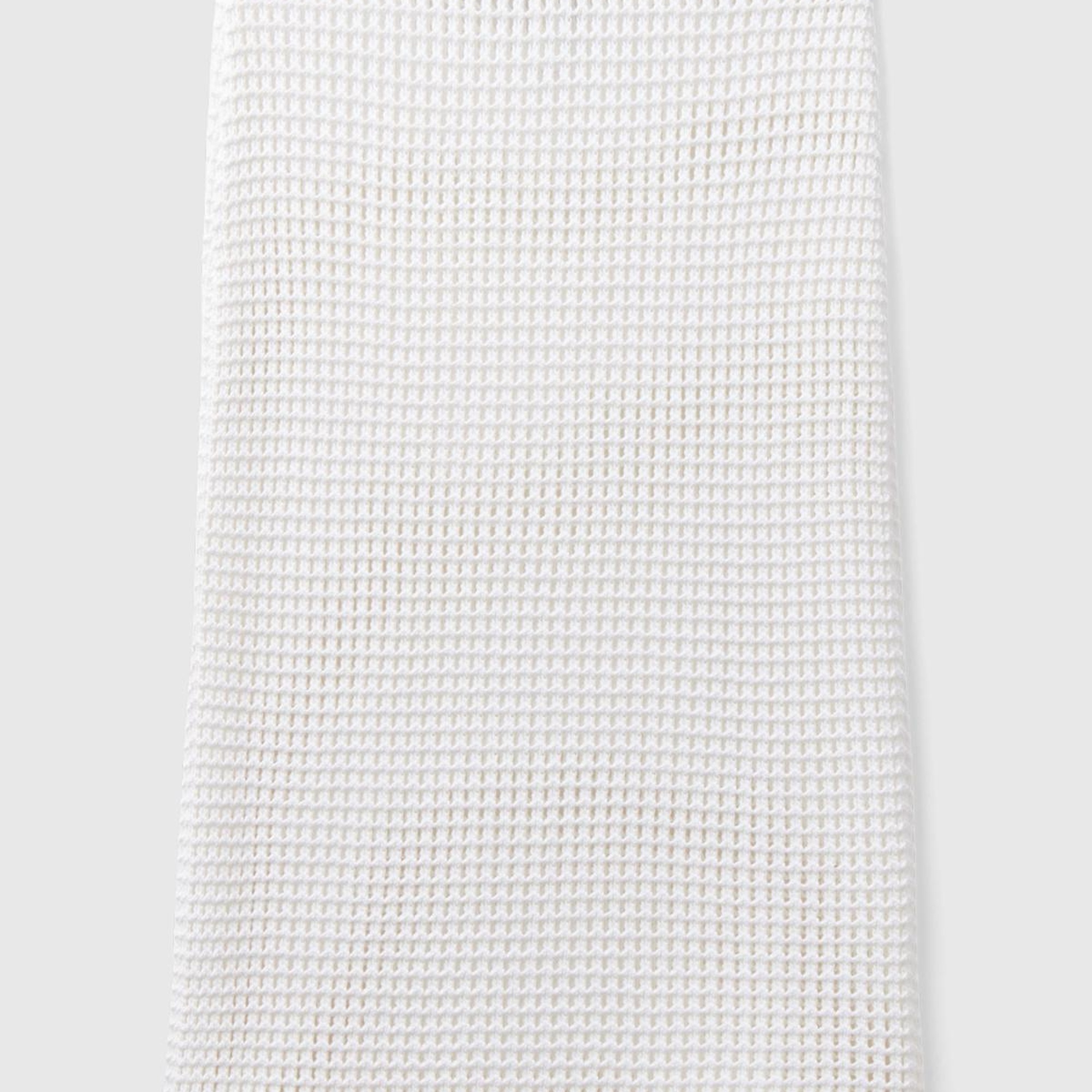 Kadın Beyaz %100 Pamuk Örgü Motifli Diz Altı Etek