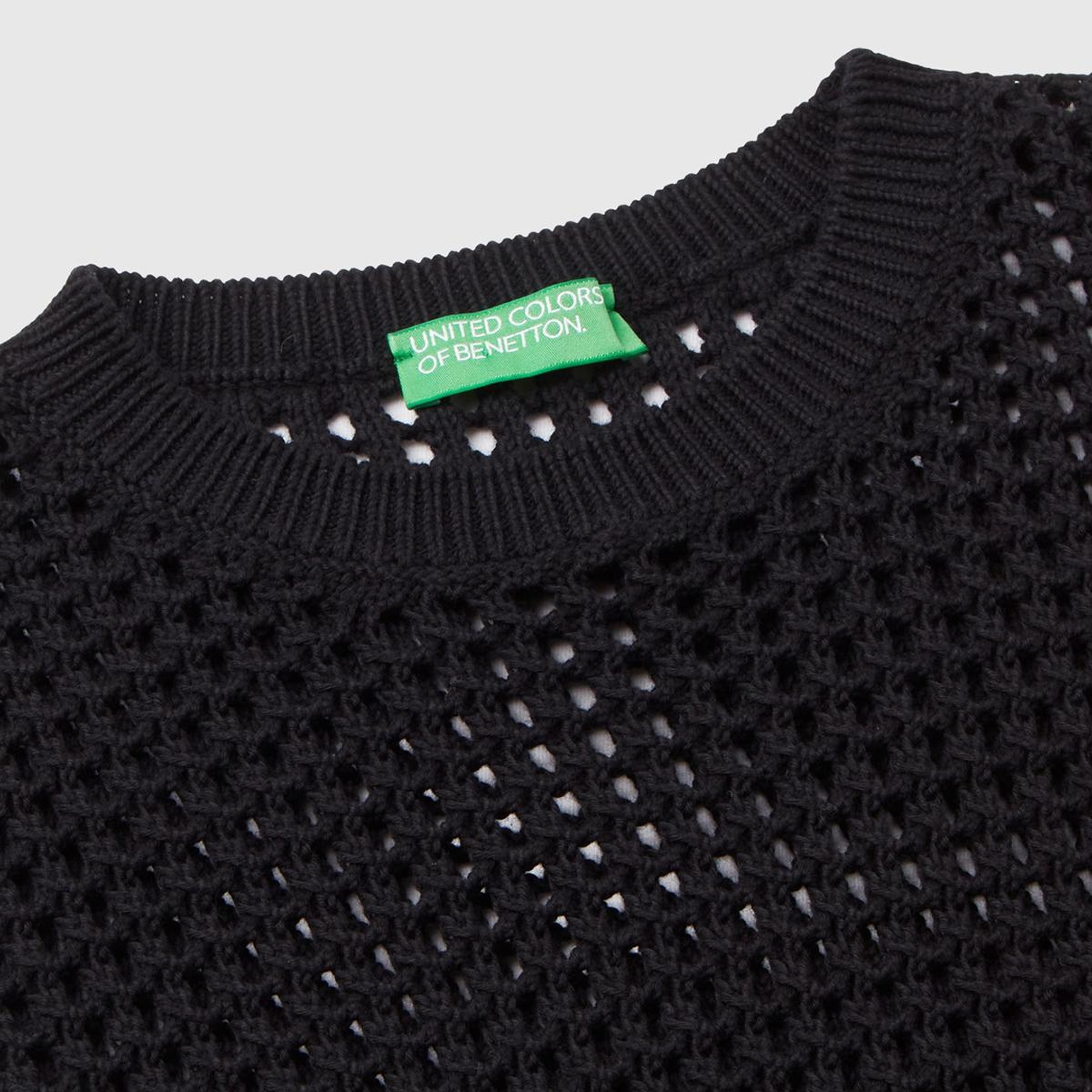 Kadın Siyah %100 Pamuk Örgü Motifli Kalın Askılı Süveter