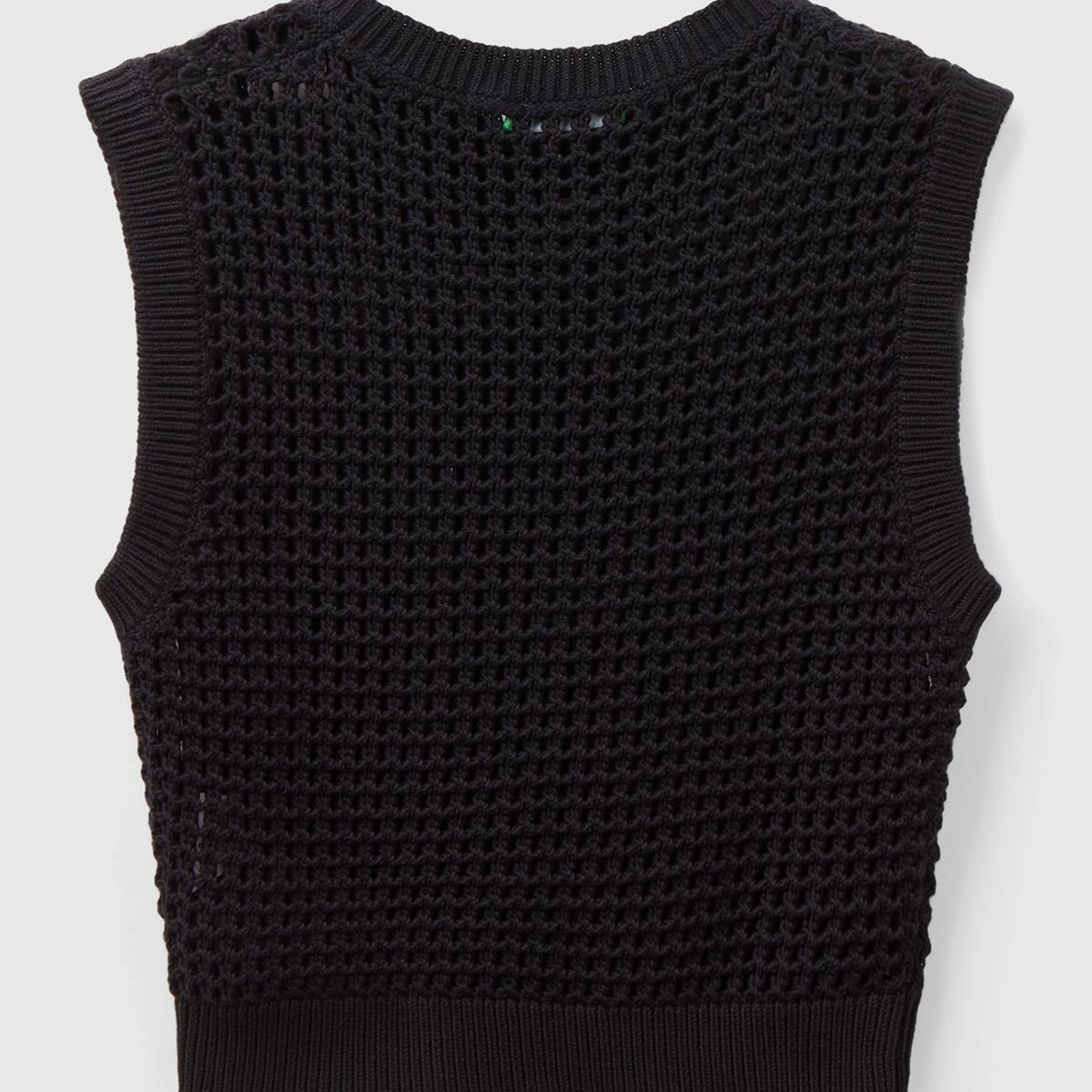 Kadın Siyah %100 Pamuk Örgü Motifli Kalın Askılı Süveter