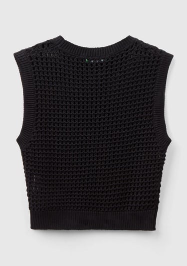  Kadın Siyah %100 Pamuk Örgü Motifli Kalın Askılı Süveter