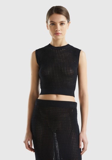  Kadın Siyah %100 Pamuk Örgü Motifli Kalın Askılı Süveter