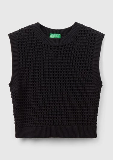  Kadın Siyah %100 Pamuk Örgü Motifli Kalın Askılı Süveter