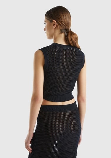  Kadın Siyah %100 Pamuk Örgü Motifli Kalın Askılı Süveter