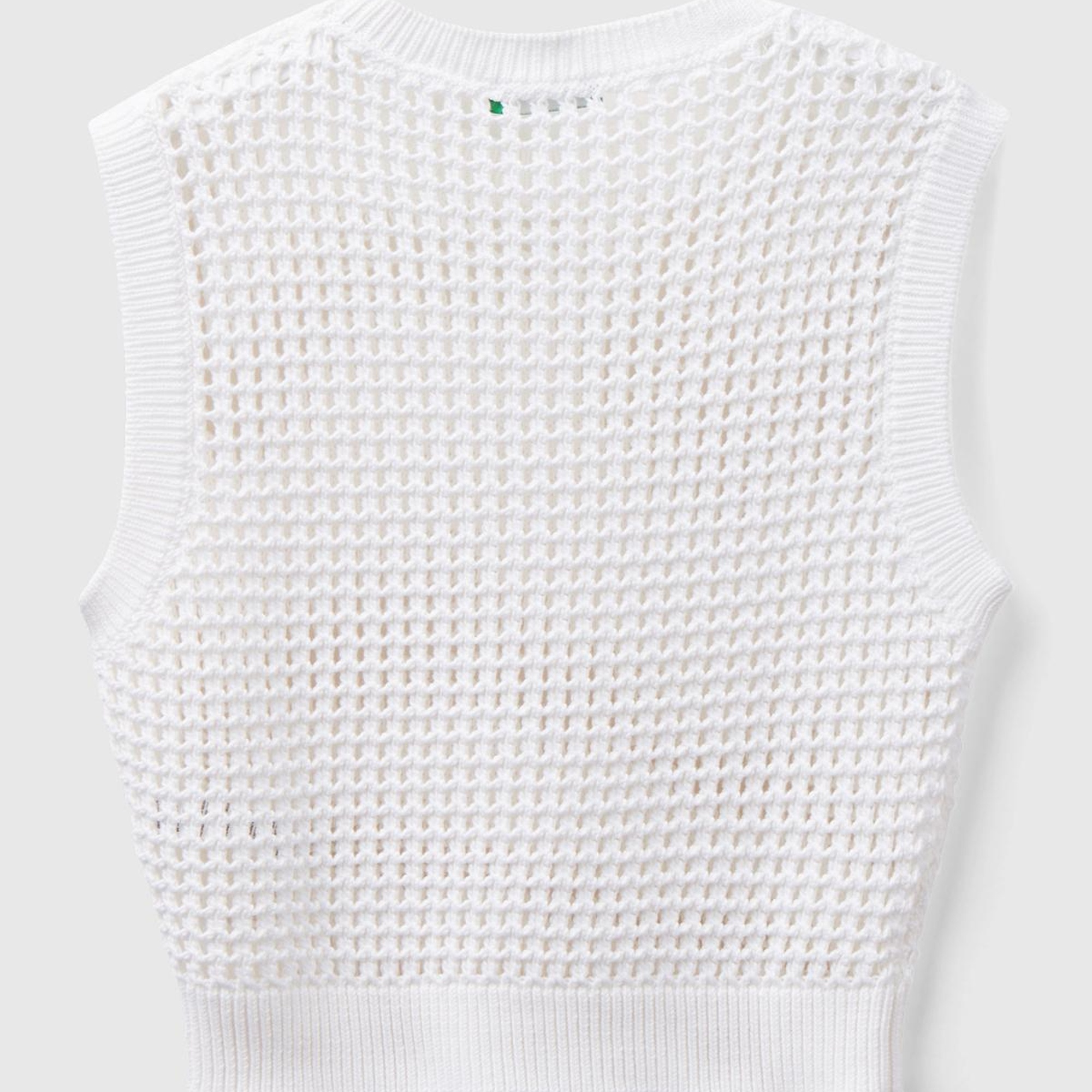 Kadın Beyaz %100 Pamuk Örgü Motifli Kalın Askılı Süveter