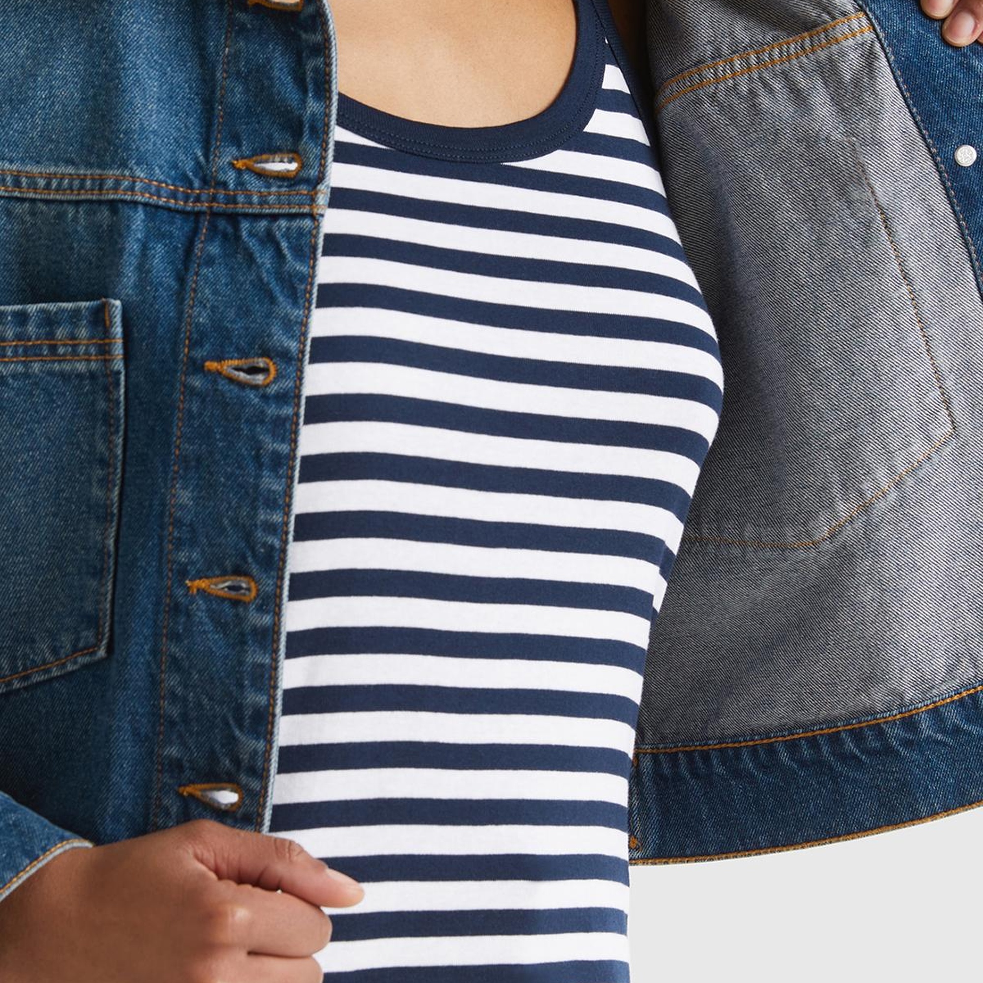 Kadın İndigo %100 Pamuk Yama Cepli Beli Ayarlanabilir Denim Ceket