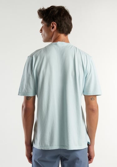  Erkek Uçuk Mavi %100 Pamuk Tek Renkli Bisiklet Yaka Triko T-Shirt