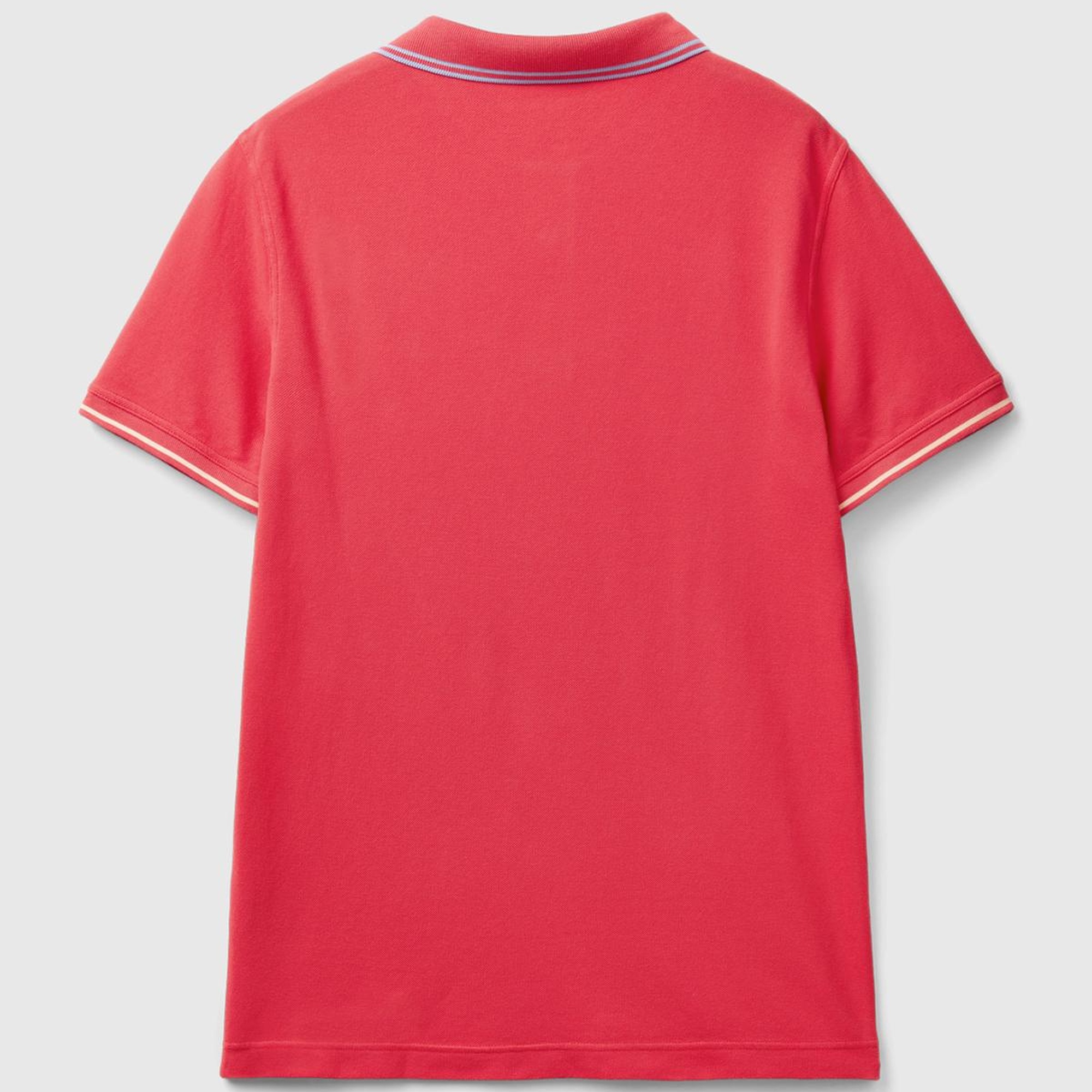 Erkek Koyu Pembe %100 Pamuk Göğsü Logo İşlemeli Kontrast Çizgili Polo T-Shirt