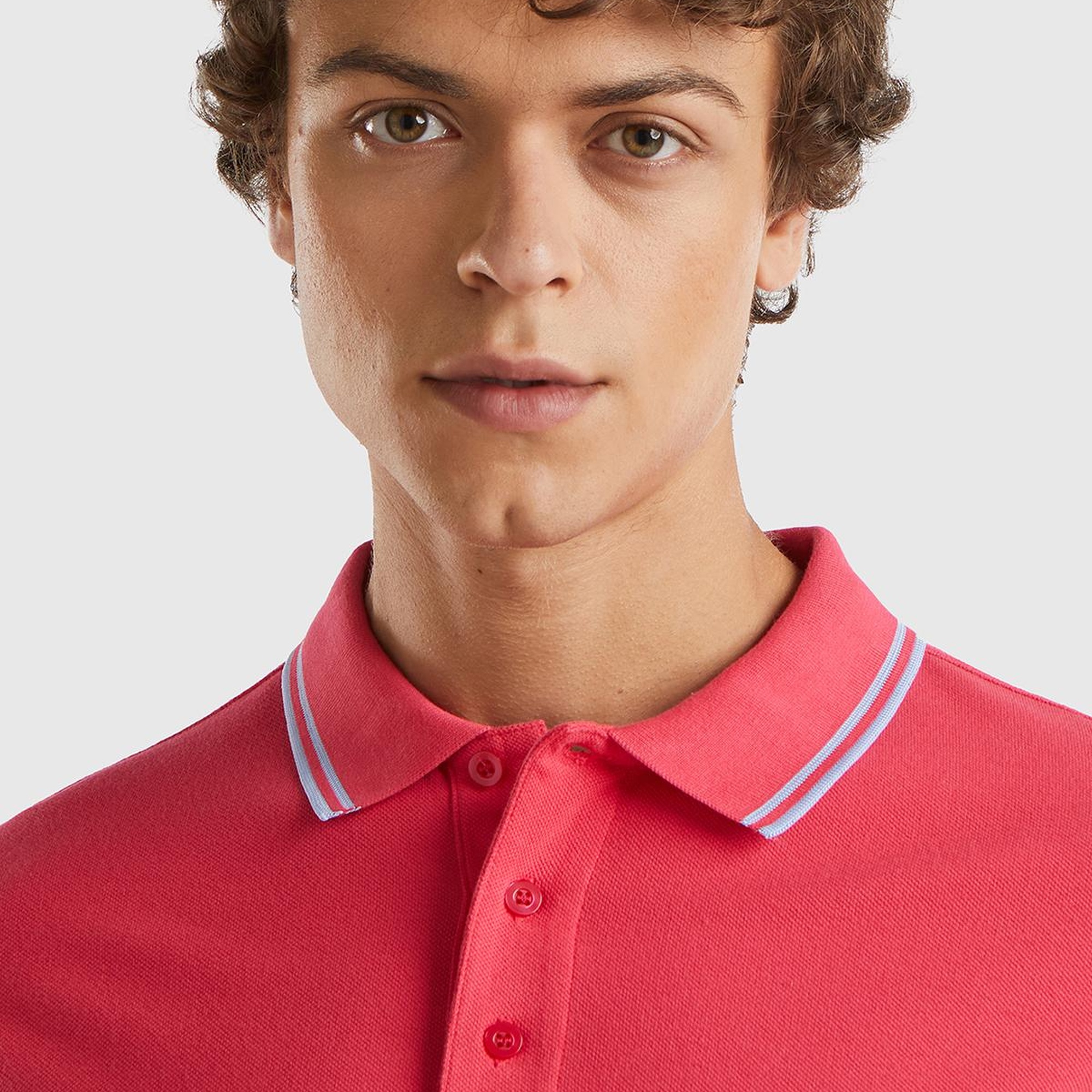 Erkek Koyu Pembe %100 Pamuk Göğsü Logo İşlemeli Kontrast Çizgili Polo T-Shirt