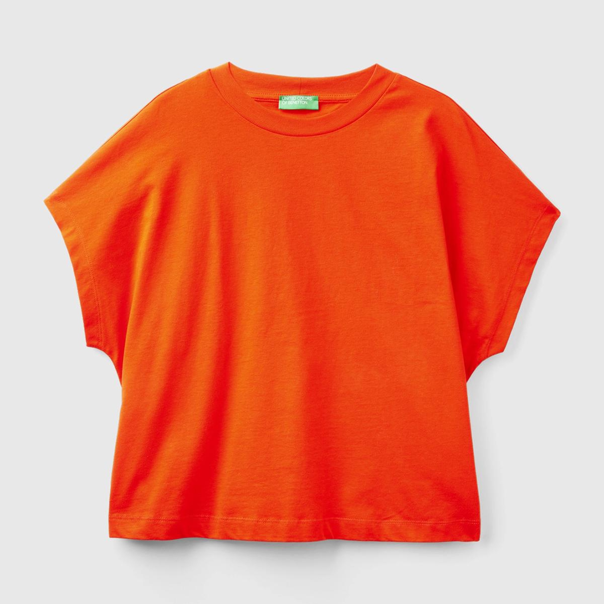 Kadın Nar Çiçeği %100 Pamuk Kimono Kollu Bisiklet Yaka T-Shirt