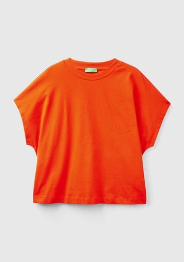  Kadın Nar Çiçeği %100 Pamuk Kimono Kollu Bisiklet Yaka T-Shirt