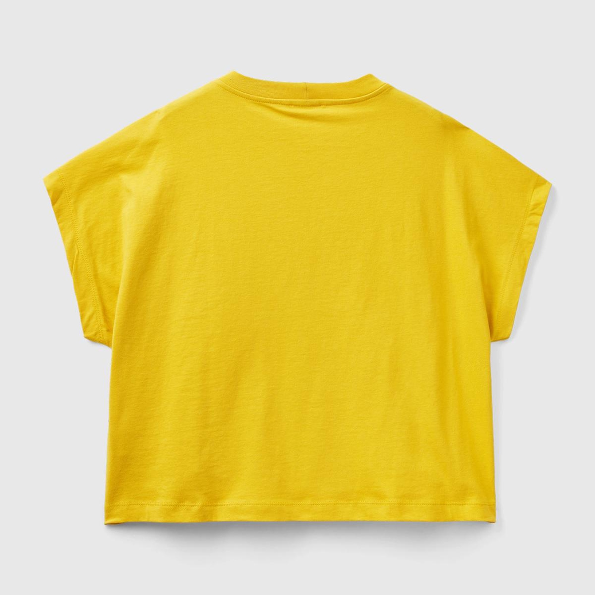 Kadın Hardal %100 Pamuk Kimono Kollu Bisiklet Yaka T-Shirt