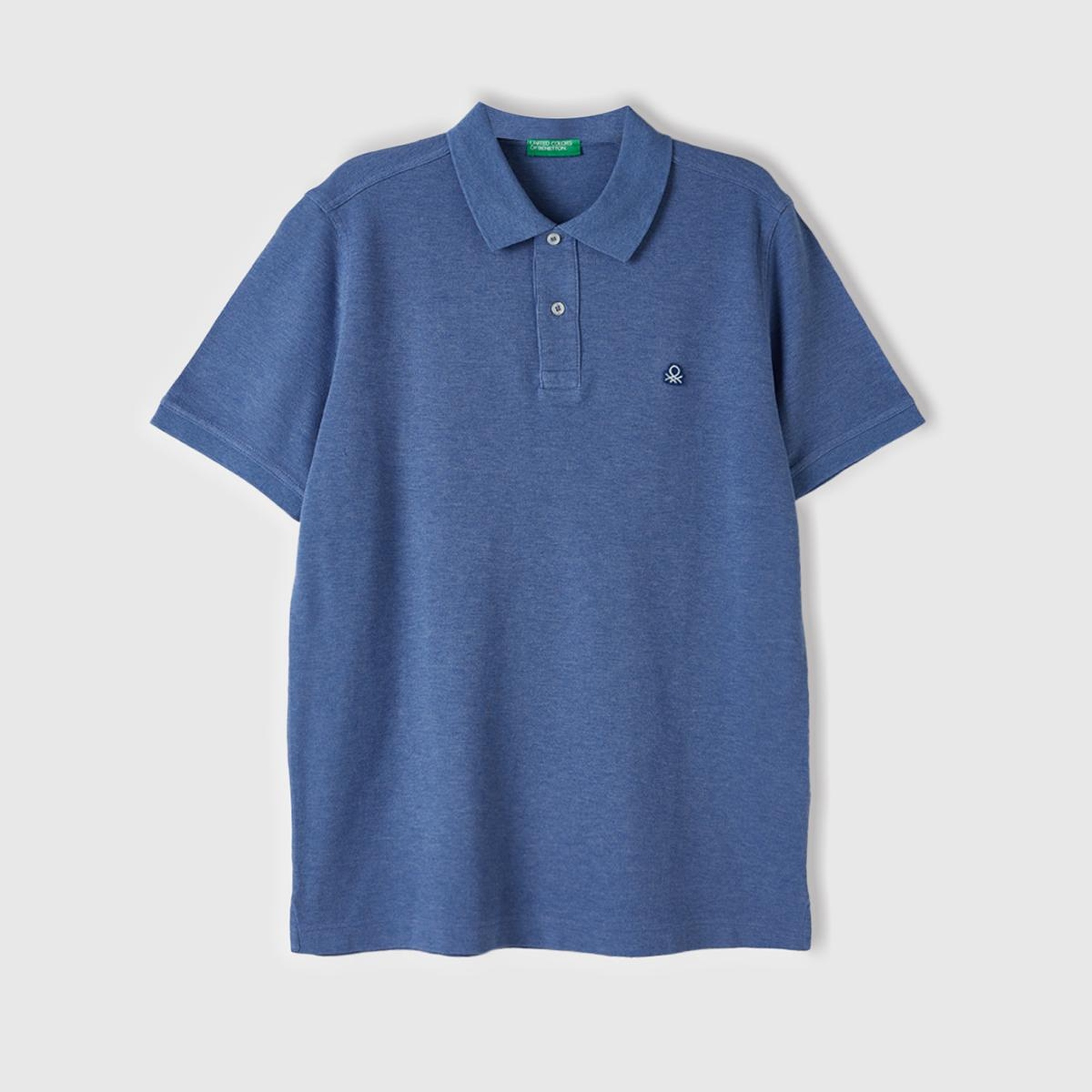 Erkek Koyu Mavi %100 Pamuk Göğsü Logo İşlemeli Düğmeli Polo T-Shirt