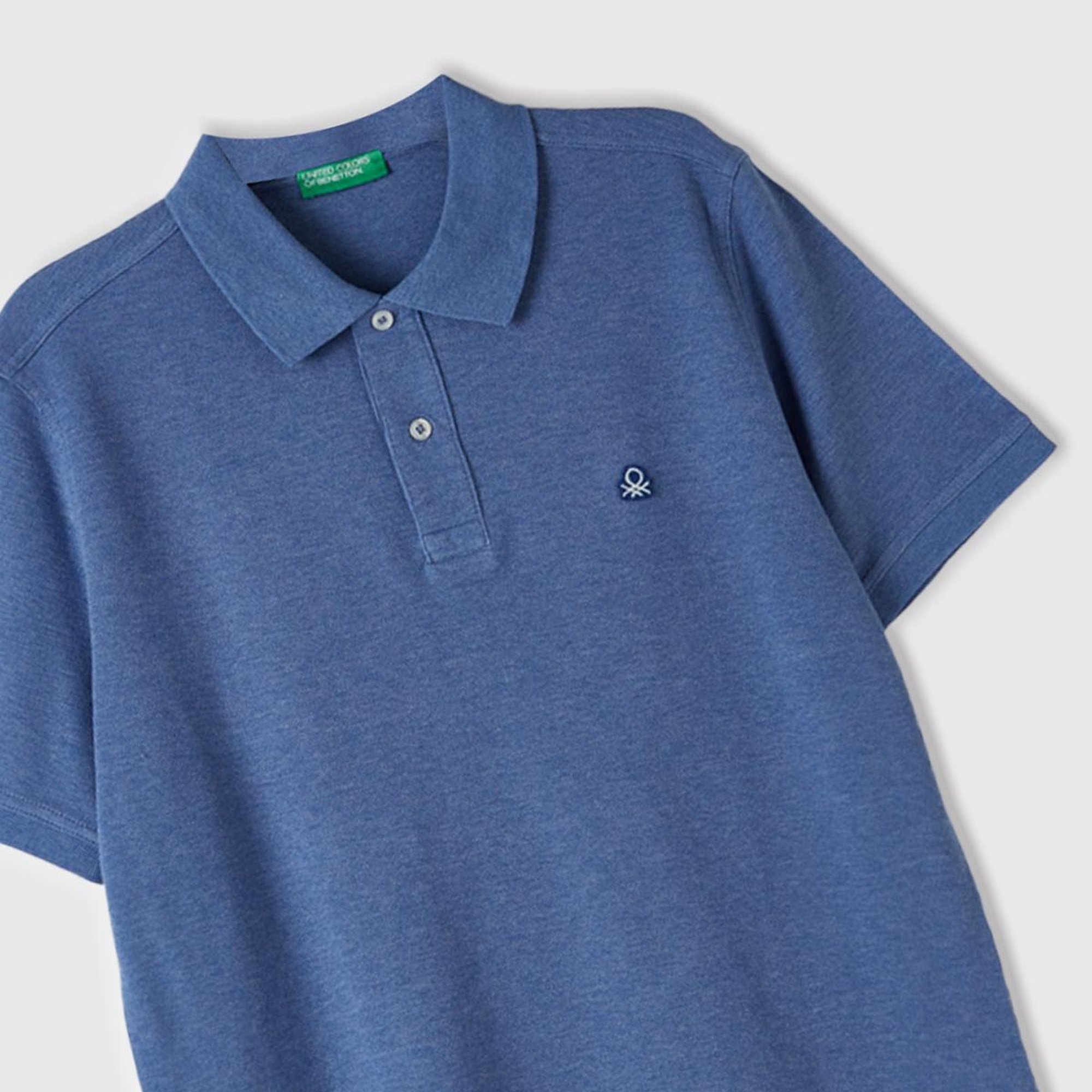 Erkek Koyu Mavi %100 Pamuk Göğsü Logo İşlemeli Düğmeli Polo T-Shirt