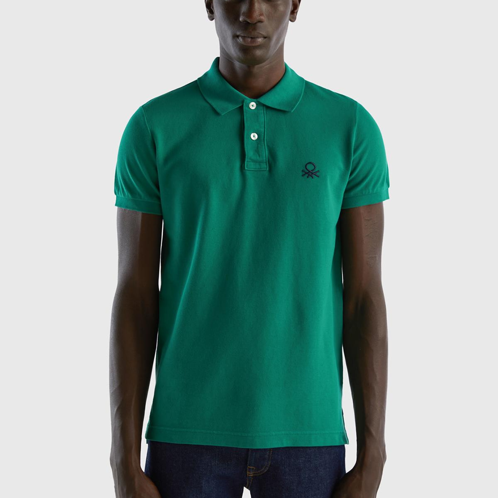 Erkek Koyu Yeşil Slim Fit Kısa Kollu Polo T-Shirt
