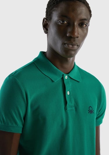  Erkek Koyu Yeşil Slim Fit Kısa Kollu Polo T-Shirt