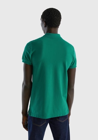  Erkek Koyu Yeşil Slim Fit Kısa Kollu Polo T-Shirt