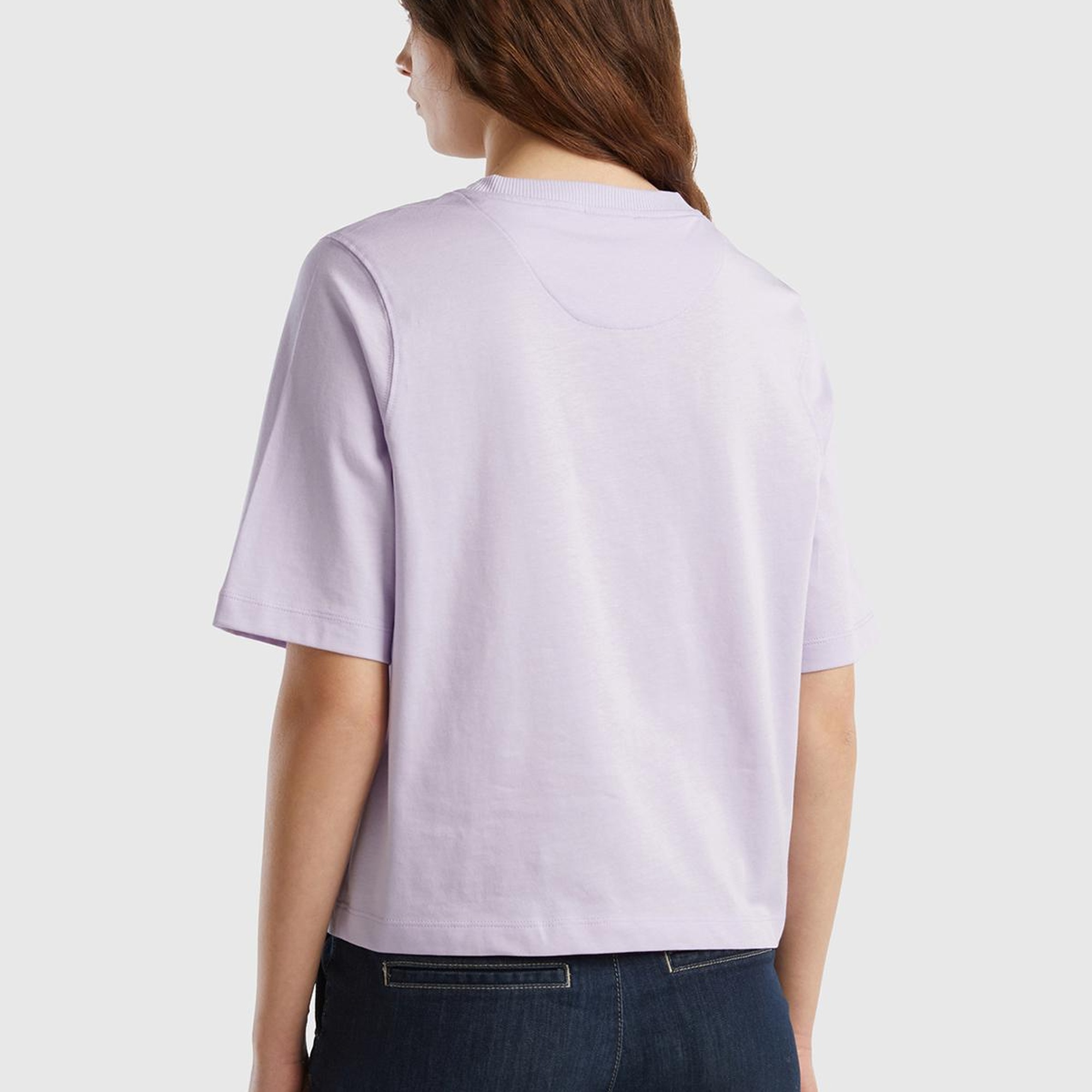 Kadın Lila %100 Koton Boxy Fit T-Shirt