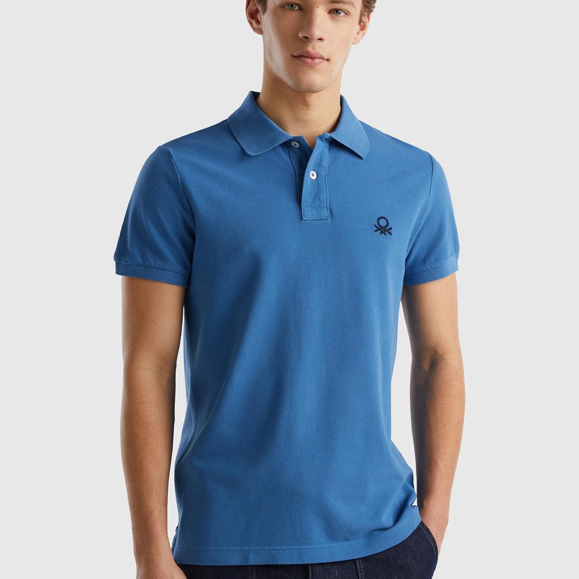 Erkek Koyu Mavi Slim Fit Kısa Kollu Polo T-Shirt