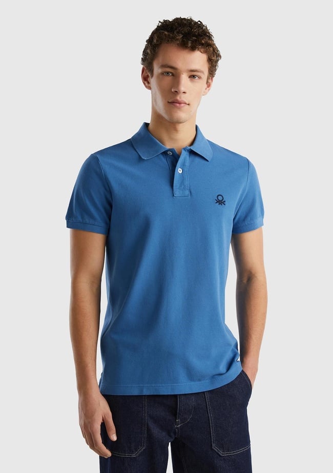  Erkek Koyu Mavi Slim Fit Kısa Kollu Polo T-Shirt